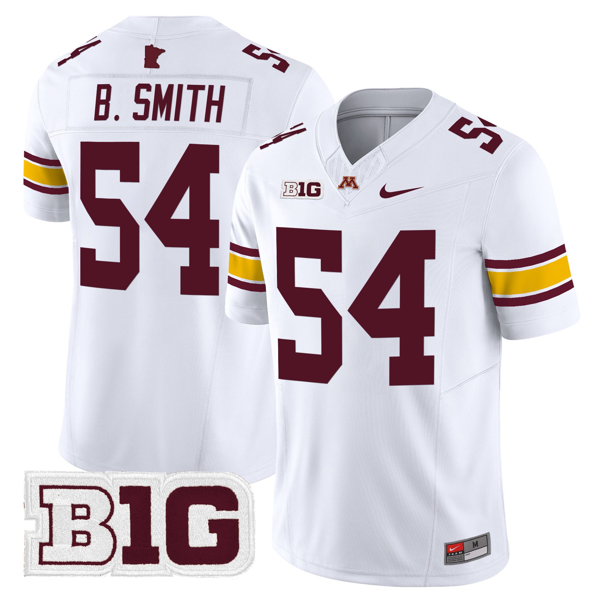 Men Minnesota Golden Gophers #54 B.Smith White Nike 2024 Vapor Limited NCAA Jersey->customized ncaa jersey->Custom Jersey